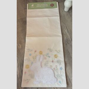 Bunny Love Embroidered 3D Decorative Easter Spring Table Runner 14" W x 72" L